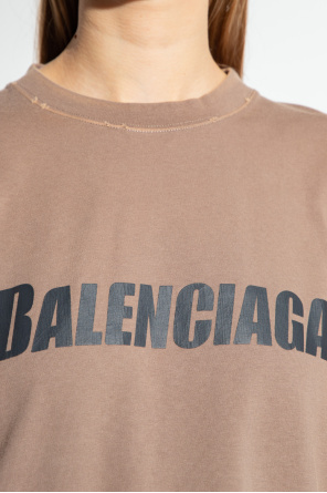 25SS new/BALENCIAGA ロゴコットンTシャツ T-Shirt Brown Balenciaga Logo Print T-shirt Brown Men's - US